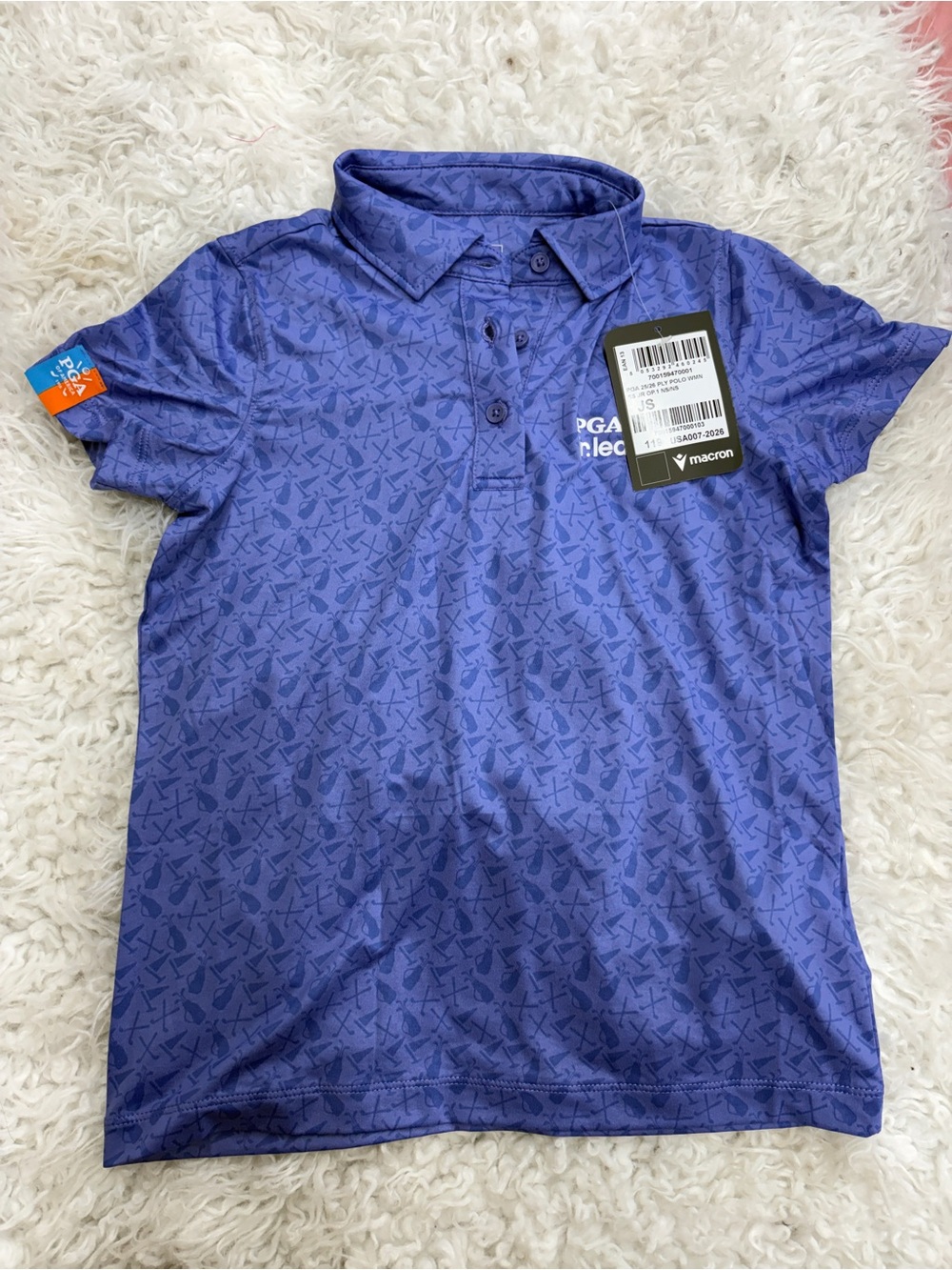 MACARON Purple Kids Golf-Print Polo Shirt